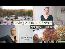 LIVING ALONE in NYC: reset DAY at home, FALL vibes in Central Park + I painted the KITCHEN, NYC vlog