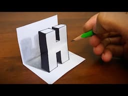 easy 3d drawing letter H