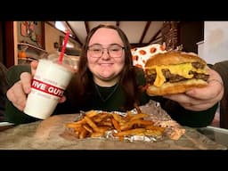 5 Guys Mukbang: bacon double cheeseburger, cajun fries & salted caramel milkshake!