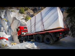 How Truckers Move Massive Marble Blocks on Deadly Mountain Roads