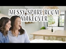 Messy Spare Room to Minimal Home Office Makeover