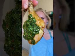 Air Fryer Butterflied Chicken Drumsticks with Chimichurri Sauce