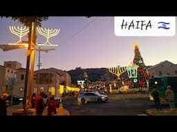 Merry Christmas and Happy Hanukkah. From Israel Most Beautiful City of Haifa at Night.