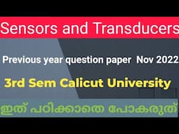 Sensors and Transducers 3rd semester question paper november 2022 Calicut University