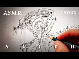 ASMR Drawing Alien Xenomorph | Page flipping 1 Hour