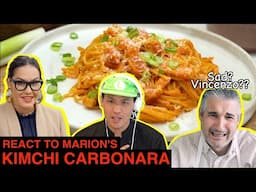 Korean Chef Reacts To Korean KIMCHI pasta | Kimchi Carbonara by Marion's Kitchen