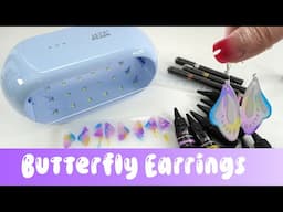 Rainbow Butterfly Earrings with Colored UV Resin - Easy DIY