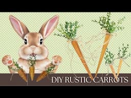 SUPER EASY RUSTIC DIY CARROTS FOR SPRING DECORATING -WOOD SHIM AND CLOTHESPIN CARROTS