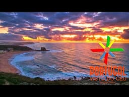 Praia de Porto Novo ao anoitecer 🏖️🏄‍♂️ Porto Novo beach at dusk 🐟 Torres Vedras 🎭  4K UltraHD