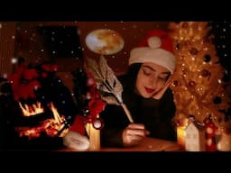 1 Hour Cozy Christmas Ambience ASMR 🎄🎁 ⭐️ Crackling Fireplace, Ticking Clock, Writing & Snowstorm