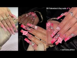 3D Valentine’s Day nails 💕 | Nail tech advice + fun nail art 💕