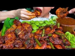 MUKBANG \\  SPICY SHRIMP WITH GREEN BEAN CURRY, SPICY PORK BELLY, SPICY FISH PASTE & RICE