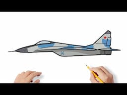 How to draw a MIG 29 fighter jet / drawing mig-29 ussr airplane step by step