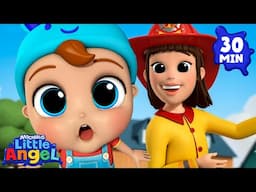 Fireman or Policeman 🤔 | Little Angel 😇 | 🔤 Subtitled Sing Along Songs 🔤 | Cartoons for Kids