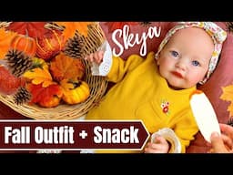 Reborn Baby Feeding & Changing: Skya's Thanksgiving Outfit & Yummy Snack.