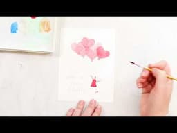 Easy Watercolor Heart Balloons Valentine's Card Tutorial for Beginners