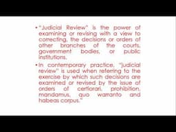 LLB CONSTITUTIONAL LAW -  JUDICIAL REVIEW AND JUDICIAL INDEPENDENCE ( Part 1)