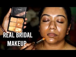 Real Bridal Makeup Tutorial/ Winter Bridal Makeup/ Dusky Skin Bridal Makeup/Golden Eyemakeup