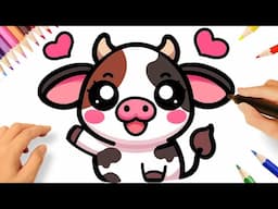 CÓMO DIBUJAR UNA VACA KAWAII FÁCIL 🐮💗