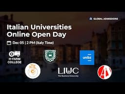 Global Admissions Study in Italy Online Open Day- December 2024