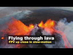 Lava up close in slow-motion during volcano eruption in Iceland