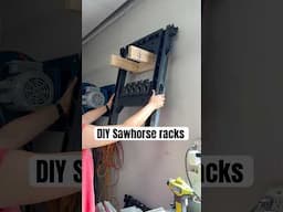 DIY Sawhorse Rack. Workshop Organization #woodworkingplans #woodworking #workshop