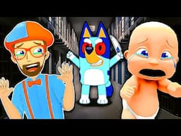 Baby and Blippi Escape Bluey Barrys Prison!