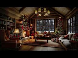 Cozy Cabin Christmas 🎄 | Peaceful 4K Fireplace & Nostalgic Holiday Piano Music