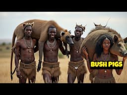 WILD Bush Pigs Hunting Adventure with Ancient Hadzabe Tribe!