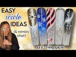 🥶 Icicle Christmas Nail Art | Candy Cane Cateye Glitter Snowflake | Easy Nails | Xmas Design | Glass