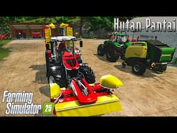 Producing & Transporting Silage Bales, Rolling Grass & Hoeing Carrots - Hutan Pantai FS25! | Ep. 33