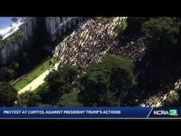 LIVE | LiveCopter 3 is over a demonstration against President Trump's policies at the Capitol.