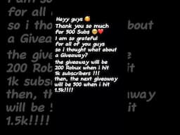 !!!1k Sub Robux GiveAway!!! #roblox #robloxfan #fypシ゚viral #aesthetic #robloxgamer #robloxupdate