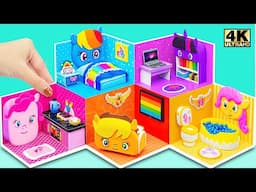 Make 5 Color My Little Pony Unicorn Miniature House with 5 Room❤️DIY Miniature Cardboard House