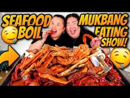 Giant King Crab Seafood Boil + Giant Shrimp + Snow Crab + Mussels + Sausage Mukbang 먹방 Eating Show!