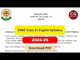 CBSE Class 11 English Syllabus for 2024-25: Download PDF