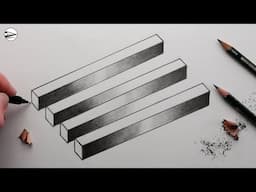 How to Draw a Realistic 3D Optical Illusion: The Four Bar Illusion, Narrated Drawing Tutorial