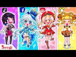 New Fashion Social Media For Genshin Impact: Klee, Furina GI, Yelan, Yaoyao | DIYs Paper Dolls