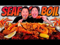 Giant King Crab Seafood Boil + Giant Shrimp + Snow Crab + Mussels + Sausage Mukbang 먹방 Eating Show!