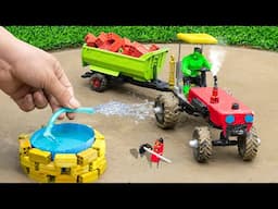 Diy tractor making water pump  to wash dirty cars | tractor stuck in mud videos | @sunfarming7533