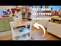 Restoring a Tiny Kitchen Cart for My Tiny Home ~ A Cozy Winter Day #tinyhomeliving #asmrvideo