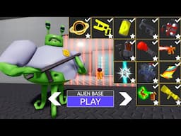 Play with ITEMS! BARRY'S PRISON RUN! (OBBY) ALIEN BASE HARD MODE All Morphs & All Poweres Unlocked