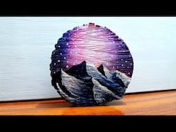 Painting Purple Sky on Wooden Slice | Recycling Wood