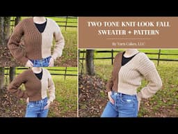 XS-3XL | Crochet Two Tone Knit-Look Fall Sweater | Fall Series: Ep. 4 | DIY Tutorial & Pattern