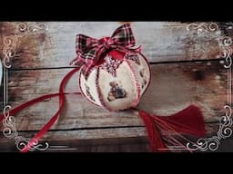 Christmas ornament with styrofoam ball - Xmas decoration with tassel - DIY - decoupage