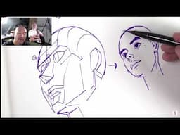 Drawing Faces with Perspective in Mind Example (From Kim Jung Gi /SuperAni)