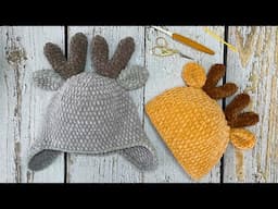 Reindeer Beanie Crochet Pattern – Fun and Easy! FREE crochet hat tutorial