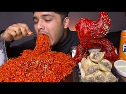 EATING 🥵 SPICY* NOODLES WITH KOREAN FRIED CHICKEN| SHAWARMA | EATING SHOW | FOOD VIDEOS | MUKBANG