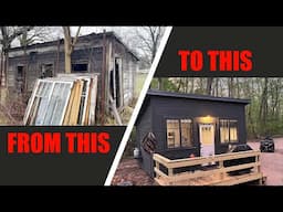 Off-Grid Tiny House COMPLETE BUILD with Timelapse | Reclaimed Materials--CHEAP DIY 12x16 Cabin