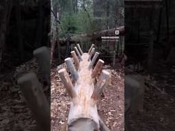 Built PERFECT Bushcraft SAWBUCK (SAWHORSE) from LOG & Resin TORCH near my FOREST HUT